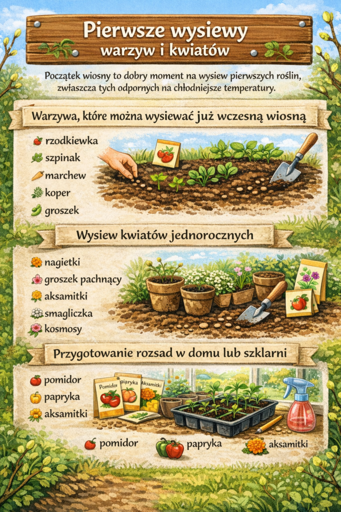 pierwszy wiosenny wysiew warzyw i kwiatów